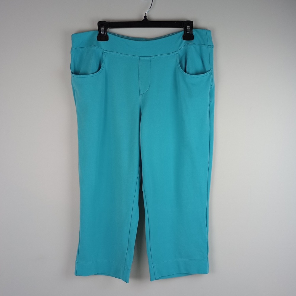 Belle by Kim Gravel Womens 18WP Teal Pull On Front Pockets Stretch Capri Pants
